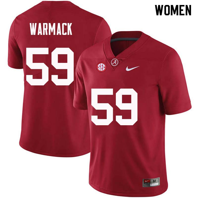 Women #59 Dallas Warmack Alabama Crimson Tide College Football Jerseys Sale-Crimson